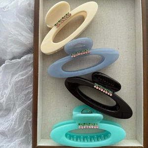 Elegant cherry Saturn hair claws in cream, blue, coffee, and green colors set