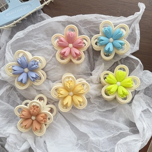 Frosted tulip flower hair claw clips set in six vibrant matte macaron colors for women