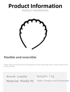 Detail of black wavy non-slip headband showing flexible PC material and fine teeth structure
