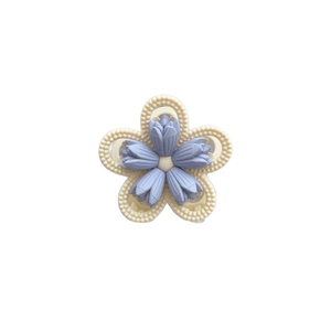 3D tulip flower hair claw clip with matte petals and blue center for elegant updos