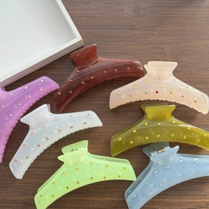 Korean Style Colorful Rhinestone Hair Claw Clip Elegant Plastic Shark Clip For Women Fashion Headwear Hair Accessories
