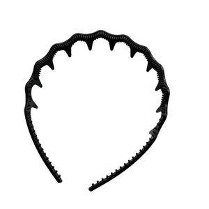 Classic black wavy hair hoop with non-slip teeth for high skull top hair styling for women