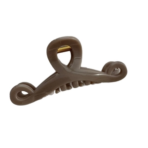 Elegant wavy coffee brown hair claw clip for women with minimalist resin cross design