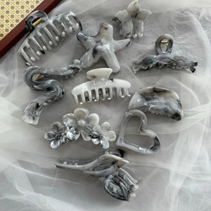 Acetat Haarkralle Elegant Tuschmalerei Marmor Muster Haarklammer Für Damen Mode Haarschmuck Rutschfeste Haarklammer