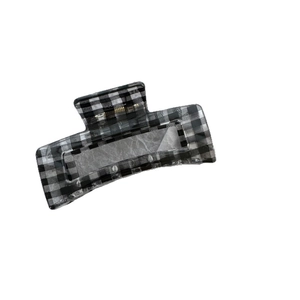 Checkerboard pattern rectangle hair claw clip with vintage minimalist aesthetic design