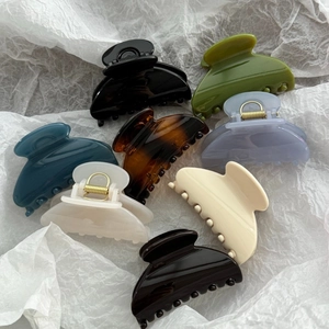 Set of eight glossy PC fan-shaped hair claws in various elegant colors for thick hair