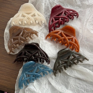 Lot de sept pinces à cheveux en acrylique au design tissé et couleurs gelée variées