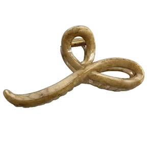 Pinza per capelli minimalista francese con venature in marmo beige retrò e molla dorata