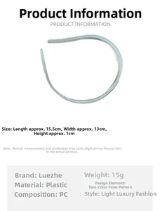 Light blue transparent PC headband with non-slip teeth, weighing 15g, dimensions 15.5x13x1cm