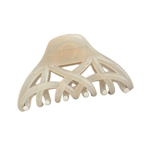 Pince à cheveux crème semi-transparente élégante avec design creux tissé pour femmes