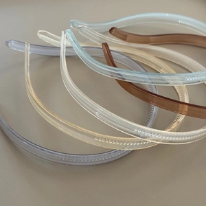Five-pack set of minimalist translucent non-slip hairbands in multiple pastel colors
