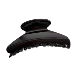 Große glänzende schwarze Haarklammer für elegante Damenfrisuren mit Spiegelglanz-Finish