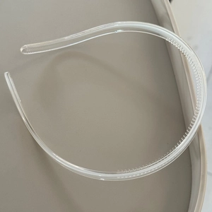 Detail view of the non-slip inner teeth on a clear minimalist resin headband accessory