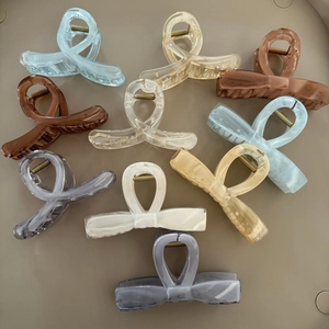 Élégantes Grandes Pinces à Cheveux en Plastique Motif Marbré pour Femmes Nœud Papillon Pince Crabe Accessoires Cheveux