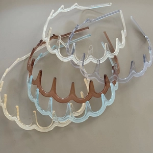 Lot de serre-têtes ondulés à dents en transparent, marron, bleu et violet pour femmes