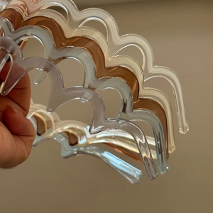 Serre-têtes ondulés antidérapants en plastique bleu, café, crème et transparent