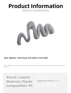 Detailed size specifications of large 13cm wave-shaped grey marble texture shark hair clip