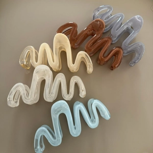 Selection of five wavy jelly hair claw clips in various translucent crystal colors