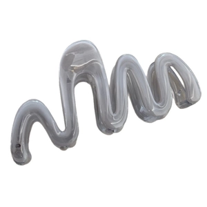 Translucent gray wavy hair claw clip with marble texture for elegant women's hairstyles