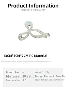 Detailed size specifications of white marble texture bow hair claw clip made of PC material