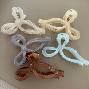 Large Bow Hair Claw Clip Marble Texture Elegant Acetate Ribbon Hair Jaw Clip For Thick Hair Women Fashion Hair Accessories