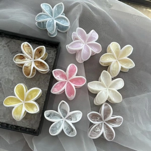 Koreanischer Stil Blumen Haarkralle Marmormuster Acetat Plumeria Haarklammer Mode Urlaub Kopfschmuck Für Damen
