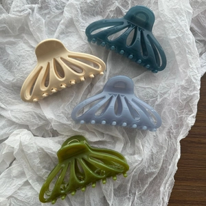 Pinces à cheveux élégantes en forme d'éventail aux couleurs variées sur papier blanc