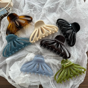 Pince à Cheveux Creuse en Forme d'Éventail Brillante Grande Élégante Rétro Pince en Acrylique Accessoires Cheveux pour Femmes