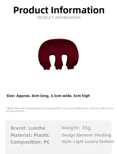 Detail view of dark red flocked M-shaped shark clip with precise 8x3.5x5cm dimensions