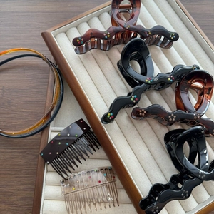 Pince à Cheveux Française Vintage PC Vague Avec Strass Colorés Peigne à Cheveux Écaille de Tortue Serre-Tête Femme Accessoires