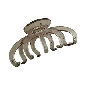 Grande pince à cheveux citrouille gris foncé translucide pour femme avec ressort en métal