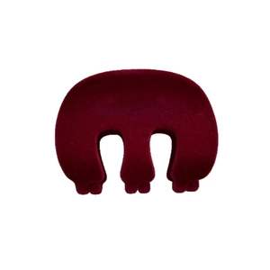 Elegant wine red velvet shark hair clip in M-shape for a French vintage winter hair style