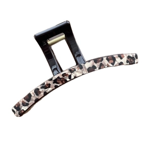 Pince à cheveux élégante avec motif léopard et ressort doré pour accessoires femme