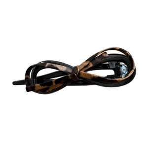 Elegant leopard print leather bow hair clip for women with premium twist knot design