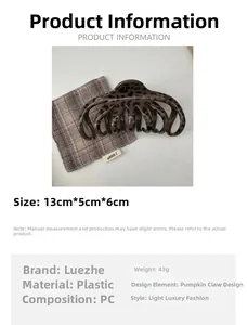Detailed view of large leopard print pumpkin hair claw clip made of durable PC plastic
