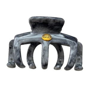 Elegant marble pattern hair claw clip with golden believe in yourself metal detail