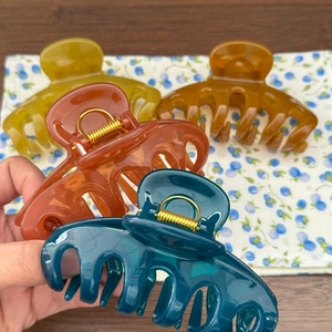 Lot de quatre grandes pinces à cheveux de 11cm en résine colorée pour cheveux épais