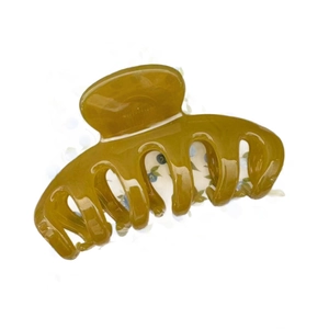 Pince à cheveux élégante 11cm vert olive pour cheveux épais en résine translucide
