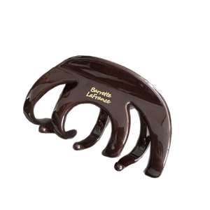 Pince à cheveux léopard marron foncé style français avec texte doré Barrette La France