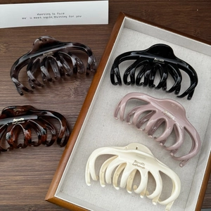 Lot de 5 grandes pinces à cheveux barrettes de 13 cm aux motifs écaille et crème
