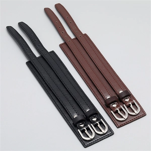 Lederarmband im Western-Punk-Stil mit doppelten Riemen und silbernen Schnallen in Braun