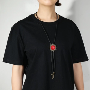 Vintage Western Cowboy Bolo Tie Retro Sonnenblume Legierung Anhänger Leder Geflochtene Kordel Kette Für Herren Damen Alltag