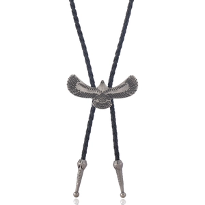 Vintage Western Cowboy Aquila Cravatta Bolo per Uomo Donna Pelle PU Corda Intrecciata Collana Regolabile Aquila Pendente Gioielli