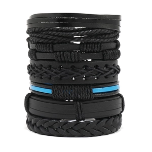 Men's Multi-layer Woven Leather Bracelet Handmade Punk DIY Braided Cord Wrap Wristband Retro Fashion Jewelry Gift For Men