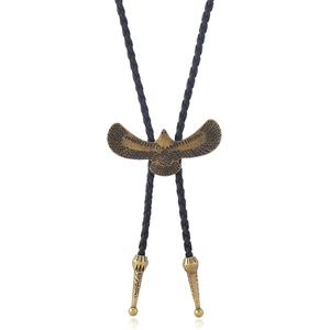 Cravatta bolo con aquila vintage con ciondolo in bronzo e cordino in pelle PU intrecciata