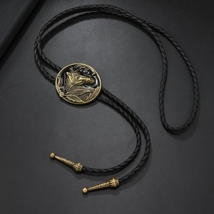 Vintage-Western-Bolo-Tie mit bronzenem Pferdekopf-Anhänger und geflochtener Schnur
