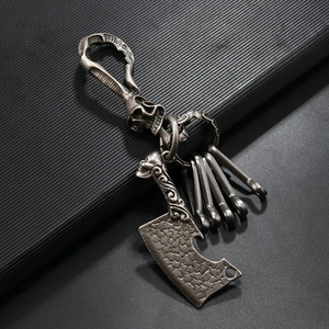 Retro punk skull bottle opener keychain with a mini clever pendant and multiple hooks
