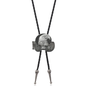Vintage bolo-tie met metalen adelaar en zwart gevlochten PU-lederen koord voor heren