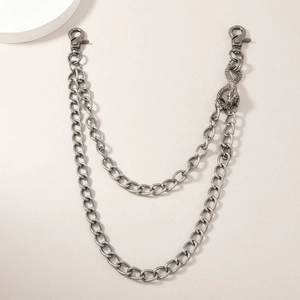 Détail de la chaîne de taille hip-hop double couche en alliage avec pendentif serpent