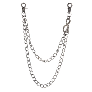 Chaîne de Pantalon en Métal Double Couche Hip Hop Avec Pendentif Serpent Argent Antique Accessoire Ceinture Punk Unisexe